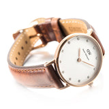 Daniel Wellington Classy St Mawes White Dial Brown Leather Strap Watch For Women - DW00100059 Authentic Buy Shop Now