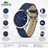 Lacoste Replay Chronograph Blue Dial Blue Leather Strap Watch for Men - 2011176 Authentic Buy Shop Now