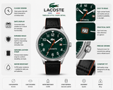 Lacoste Continental Green Dial Black Leather Strap Watch for Men - 2011019 Authentic Buy Shop Now