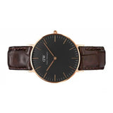 Daniel Wellington Classic York Black Dial Brown Leather Strap Watch For Women - DW00100140 Authentic Buy Shop Now