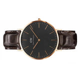 Daniel Wellington Classic York Black Dial Brown Leather Strap Watch For Men - DW00100128 Authentic Buy Shop Now