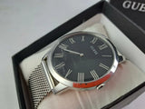 Guess Analog Black Dial Silver Mesh Bracelet Watch for Men - W1263G1 Authentic Buy Shop Now