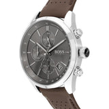 Hugo Boss Grand Prix Grey Dial Brown Leather Strap Watch for Men - 1513476 Authentic Buy Shop Now