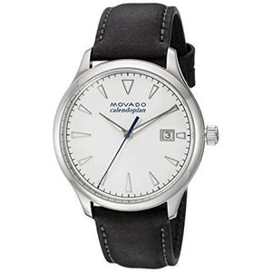 Movado Heritage Calendoplan White Dial Black Leather Strap Watch for Men - 3650002 Authentic Buy Shop Now
