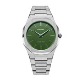 D1 Milano Ultra Thin Moss Green Dial Silver Steel Strap Watch for Men - D1-UTBJ06 Authentic Buy Shop Now