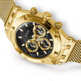 Guess Continental Chronograph Black Dial Gold Mesh Strap Watch For Men - GW0582G2 Authentic Buy Shop Now