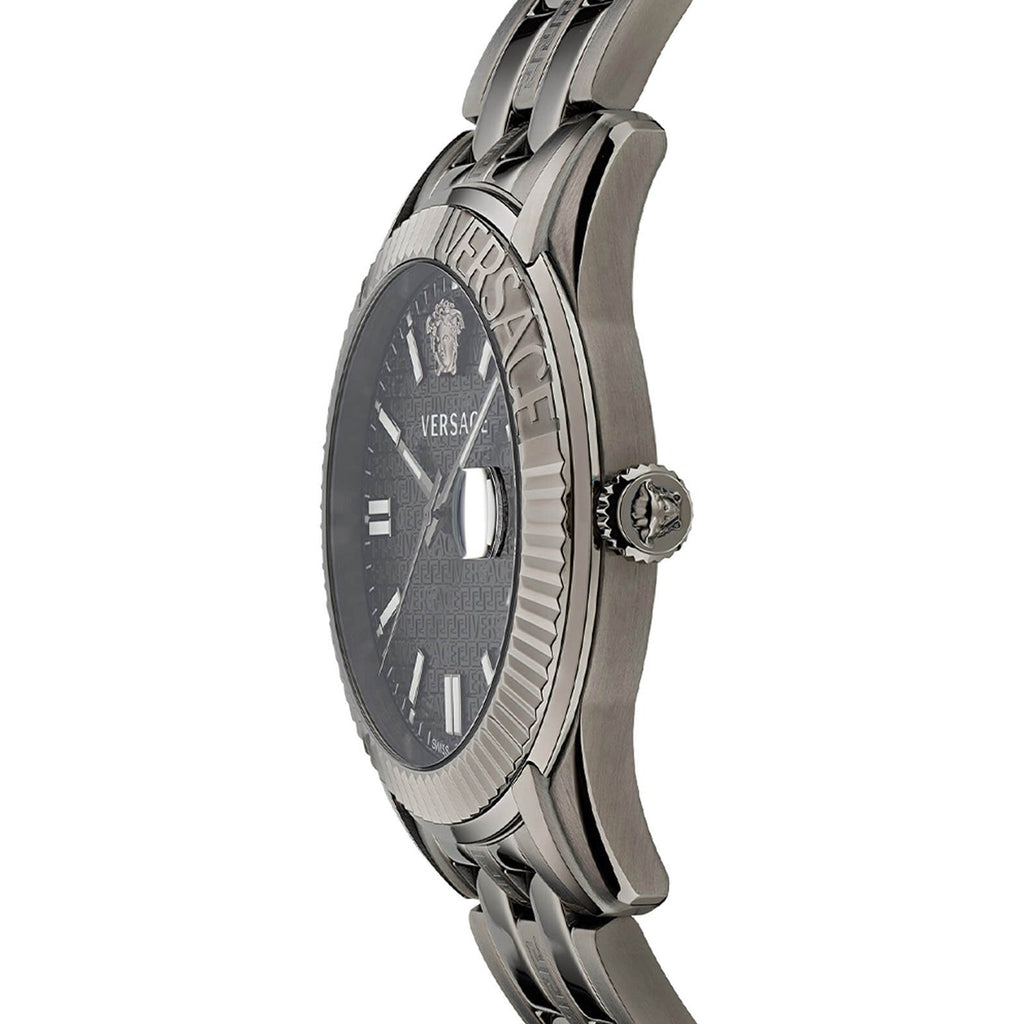 Versace Greca Time Quartz Black Dial Grey Steel Strap Watch for Men - VE3K00622 Authentic Buy Shop Now