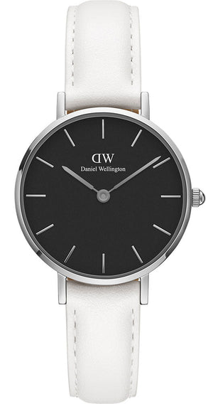 Daniel Wellington Classic Petite Bondi Black Dial White Leather Strap Watch for Women - DW00100286 Authentic Buy Shop Now