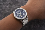 Emporio Armani Mario Chronograph Automatic Blue Dial Silver Steel Strap Watch For Men - AR60052 Authentic Buy Shop Now