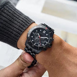 Michael Kors Cunningham Chronograph Black Dial Black Steel Strap Watch For Men - MK8965 Authentic Buy Shop Now