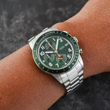 Fossil Sport Tourer Chronograph Green Dial Silver Steel Strap Watch for Men - FS6048 Authentic Buy Shop Now