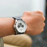Michael Kors Brecken Chronograph Silver Dial Grey Leather Strap Watch For Men - MK8922 Authentic Buy Shop Now
