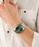 Emporio Armani Chronograph Green Dial Silver Steel Strap Watch For Men - AR11480 Authentic Buy Shop Now