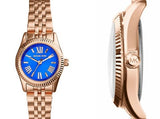 Michael Kors Lexington Quartz Blue Dial Rose Gold Steel Strap Watch For Women - MK3272 Authentic Buy Shop Now