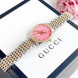 Gucci G Timeless Quartz Pink Dial Two Tone Steel Strap Watch For Women - YA1265030 Authentic Buy Shop Now