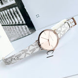 Michael Kors Jayne Three Hand Rose Gold Dial White Leather Strap Watch For Women - MK7128 Authentic Buy Shop Now