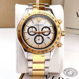 Versace Classic Chronograph Quartz Silver Dial Two Tone Steel Strap Watch For Men - VEV700519 Authentic Buy Shop Now