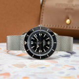 Breitling Superocean Heritage '57 Black Dial Silver Mesh Bracelet Watch for Men - A10370121B1A1 Authentic Buy Shop Now