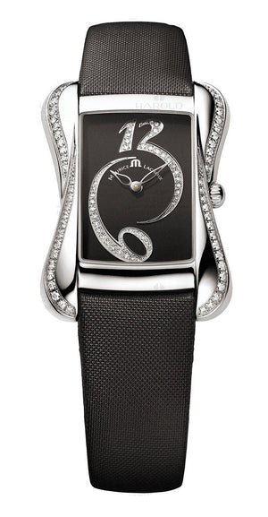 Maurice Lacroix Divina Black Dial with Diamonds Black Leather Strap Watch for Women - DV5012-SD531-120 Authentic Buy Shop Now