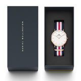 Daniel Wellington Classic Canterbury White Dial Two Tone Nylon Strap Watch For Men - DW00100002 Authentic Buy Shop Now