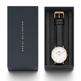 Daniel Wellington Classic Sheffield White Dial Black Leather Strap Watch For Men - DW00100007 Authentic Buy Shop Now