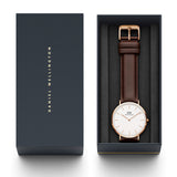 Daniel Wellington Classic Bristol White Dial Brown Leather Strap Watch For Men - DW00100009 Authentic Buy Shop Now