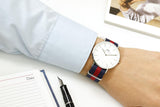 Daniel Wellington Classic Oxford White Dial Two Tone Nylon Strap Watch For Men - DW00100015 Authentic Buy Shop Now