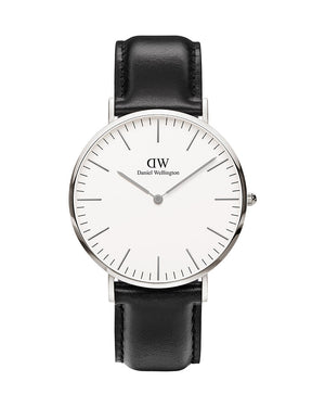 Daniel Wellington Classic Sheffield White Dial Black Leather Strap Watch For Men - DW00100020 Authentic Buy Shop Now