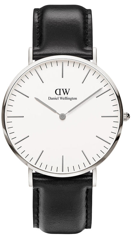Daniel Wellington Classic Sheffield White Dial Black Leather Strap Watch For Men - DW00100020 Authentic Buy Shop Now