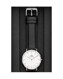 Daniel Wellington Classic Sheffield White Dial Black Leather Strap Watch For Men - DW0010003120 Authentic Buy Shop Now