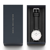 Daniel Wellington Classy Sheffield White Dial Black Leather Strap Watch For Women - DW00100068 Authentic Buy Shop Now