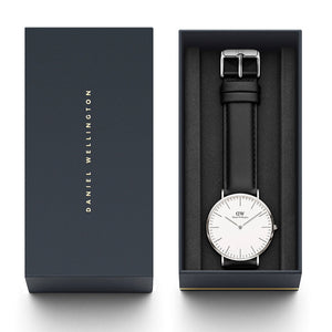 Daniel Wellington Classic Sheffield White Dial Black Leather Strap Watch For Men - DW0010003120 Authentic Buy Shop Now