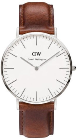 Daniel Wellington Classic St Mawes White Dial Brown Leather Strap Watch For Men - DW00100021 Authentic Buy Shop Now