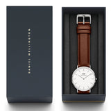 Daniel Wellington Classic St Mawes White Dial Brown Leather Strap Watch For Men - DW00100021 Authentic Buy Shop Now