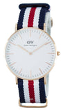 Daniel Wellington Classic Canterbury White Dial Two Tone NATO Strap Watch For Women - DW00100030 Authentic Buy Shop Now