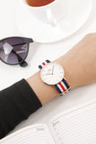 Daniel Wellington Classic Canterbury White Dial Two Tone NATO Strap Watch For Women - DW00100030 Authentic Buy Shop Now