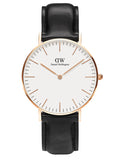 Daniel Wellington Classic Sheffield White Dial Black Leather Strap Watch for Women - DW00100036 Authentic Buy Shop Now