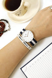 Daniel Wellington Classic Glasgow White Dial Two Tone NATO Strap Unisex Watch - DW00100047 Authentic Buy Shop Now