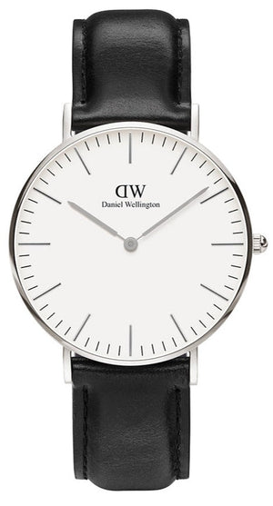 Daniel Wellington Classic Sheffield White Dial Black Leather Strap Watch For Women - DW00100053 Authentic Buy Shop Now