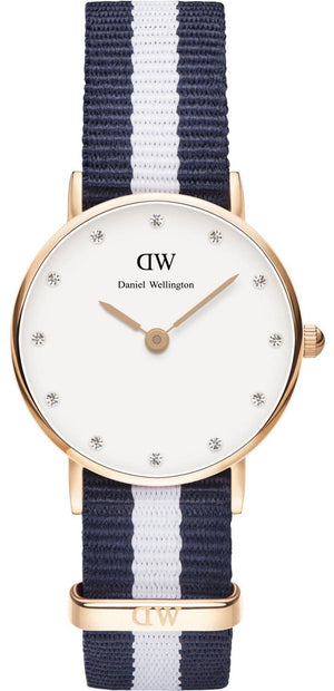 Daniel Wellington Classy Glasgow White Dial Two Tone Nylon Strap Watch For Women - DW00100066 Authentic Buy Shop Now