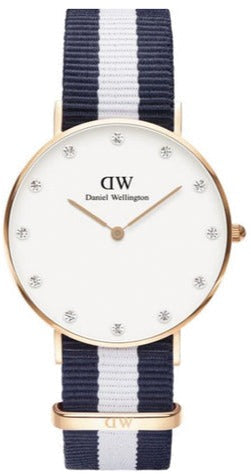Daniel Wellington Classy Glasgow White Dial Two Tone Nylon Strap Watch For Women - DW00100078 Authentic Buy Shop Now