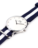 Daniel Wellington Classy Glasgow White Dial Two Tone Nylon Strap Watch For Women - DW00100082 Authentic Buy Shop Now