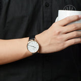 Daniel Wellington Classic Sheffield White Dial Black Leather Strap Watch For Men - DW00100084 Authentic Buy Shop Now