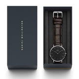 Daniel Wellington Classic York Black Dial Brown Leather Strap Watch For Men - DW00100134 Authentic Buy Shop Now