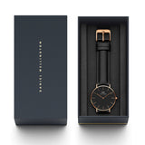 Daniel Wellington Classic Sheffield Black Dial Black Leather Strap Watch For Women - DW00100139 Authentic Buy Shop Now