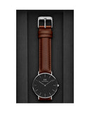 Daniel Wellington Classic Durham Black Dial Brown Leather Strap Watch For Women - DW00100142 Authentic Buy Shop Now