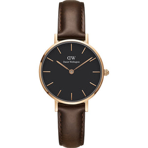 Daniel Wellington Classic Petite Bristol Black Dial Brown Leather Strap Watch For Women - DW00100165 Authentic Buy Shop Now