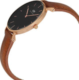 Daniel Wellington Classic Petite Durham Black Dial Brown Leather Strap Watch For Women - DW00100166 Authentic Buy Shop Now