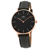 Daniel Wellington Petite Sheffield Black Dial Black Leather Strap Watch For Women - DW00100168 Authentic Buy Shop Now