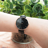 Daniel Wellington Petite Sheffield Black Dial Black Leather Strap Watch For Women - DW00100168 Authentic Buy Shop Now